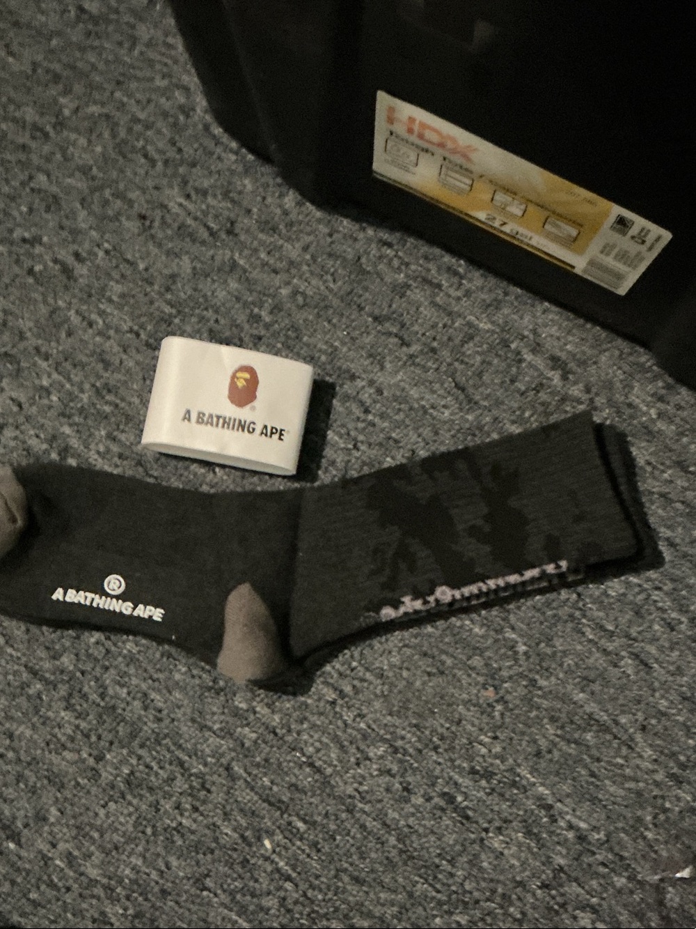 Bape Black & Gray Crew Socks with Logo